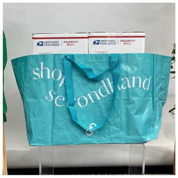 Poshmark Swag Oversized Double Handle Teal Tote Bag Brand New - Picture 1 of 8